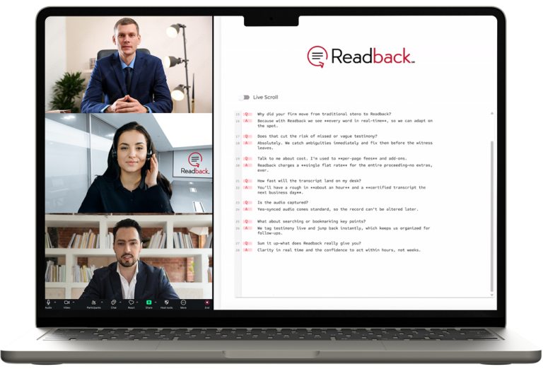 Readback demo on laptop