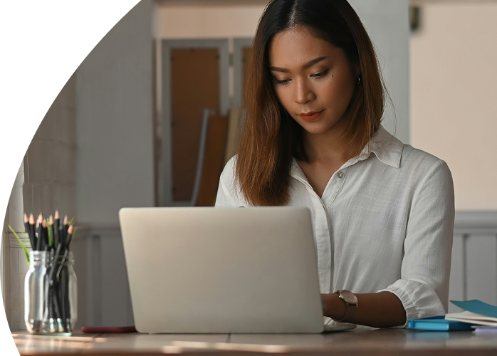 professional woman using laptop